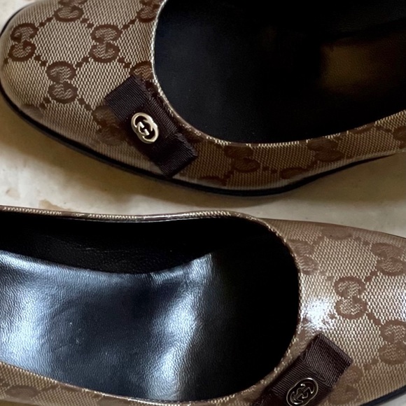 Gucci Beige Ebony/T.moro Crystal Gg/Ns Nylon Pumps - Picture 14 of 15